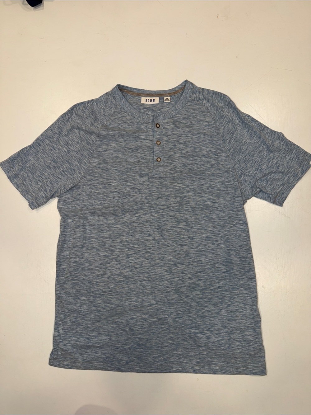 ROWM Men's Heathered Blue Short-Sleeve Henley